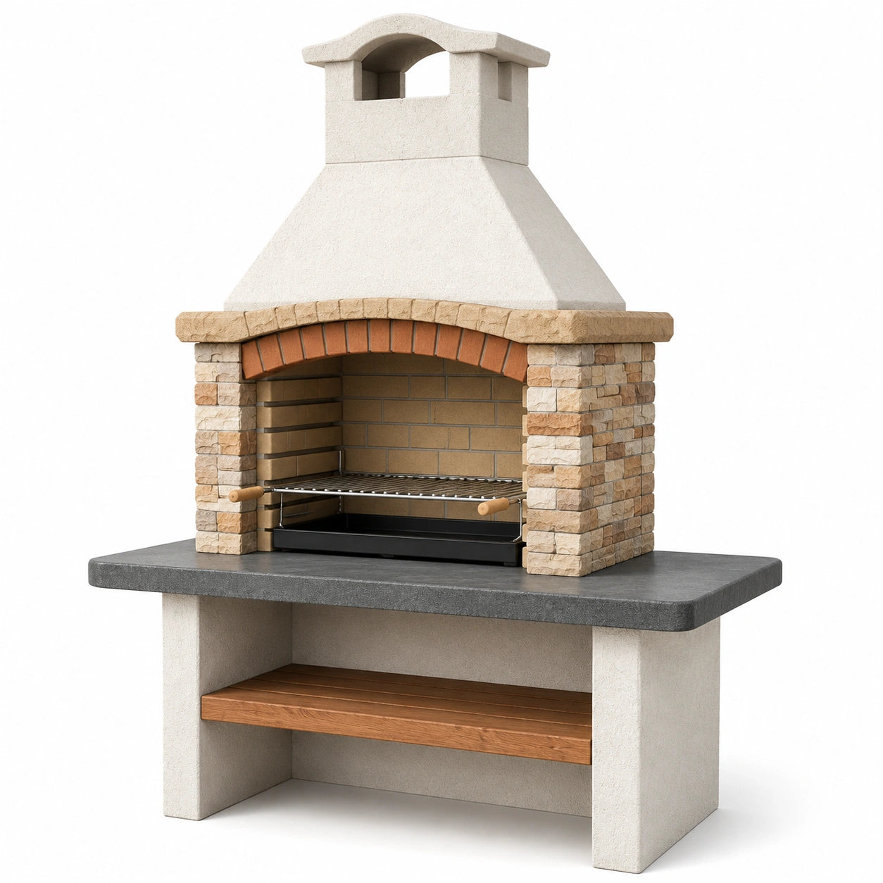 Stein- und Keramikgrillkamin Beige/Grau