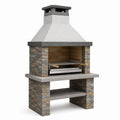 Stein- und Ziegelgrillkamin mit Edelstahlrost 180x110x65cm Grau