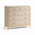 Kommode aus Holzfurnier mit goldfarbenen Metallgriffen