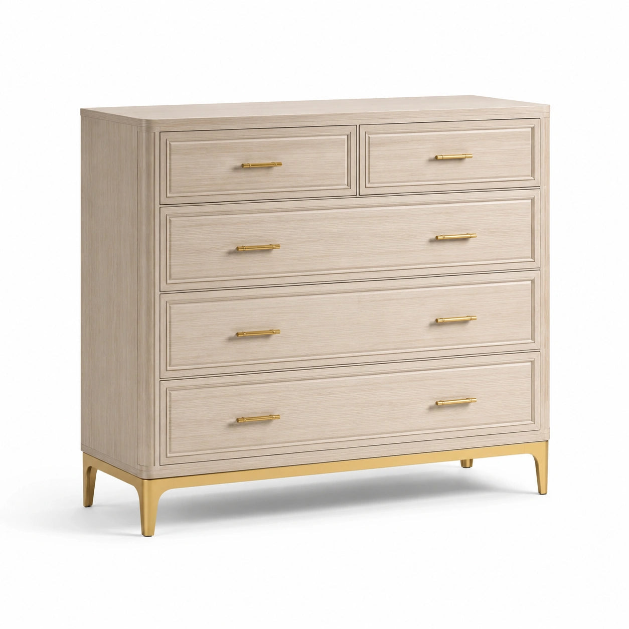 Kommode aus Holzfurnier mit goldfarbenen Metallgriffen