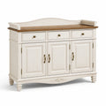 Sideboard aus Eichenholz mit Messinggriffen Cremeweiß/Eichenbraun 120x85x40cm