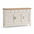 Sideboard aus Kiefernholz mit Eichentischplatte, Weiß