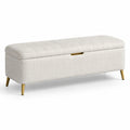 Polster Aufbewahrungsbank Beige mit Metallbeinen