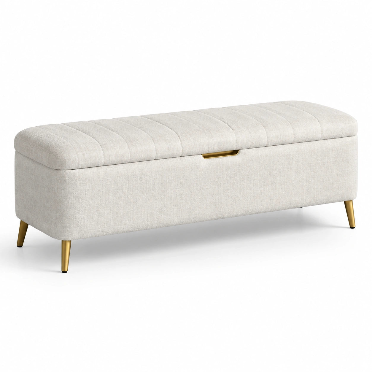 Polster Aufbewahrungsbank Beige mit Metallbeinen