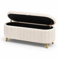Samt-Aufbewahrungsbank mit Metallfüßen 120 cm Beige