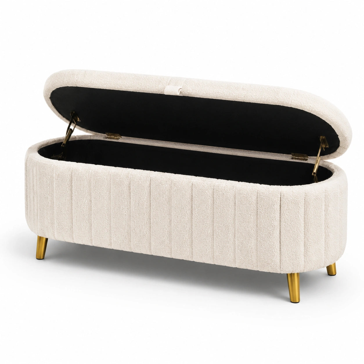 Samt-Aufbewahrungsbank mit Metallfüßen 120 cm Beige