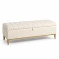 Polsterbank mit Stauraum Stoff und Stahl Beige 140x40x45 cm