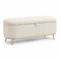 Polsterbank mit Stauraum Bouclé Stoff Beige 120x45x40 cm