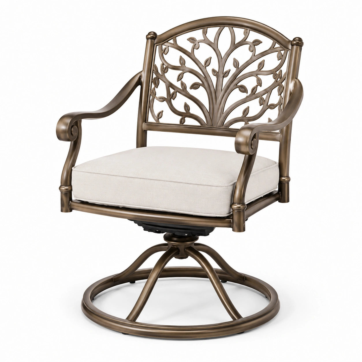 Aluminium-Drehsessel mit Polyesterpolsterung in Bronze und Beige