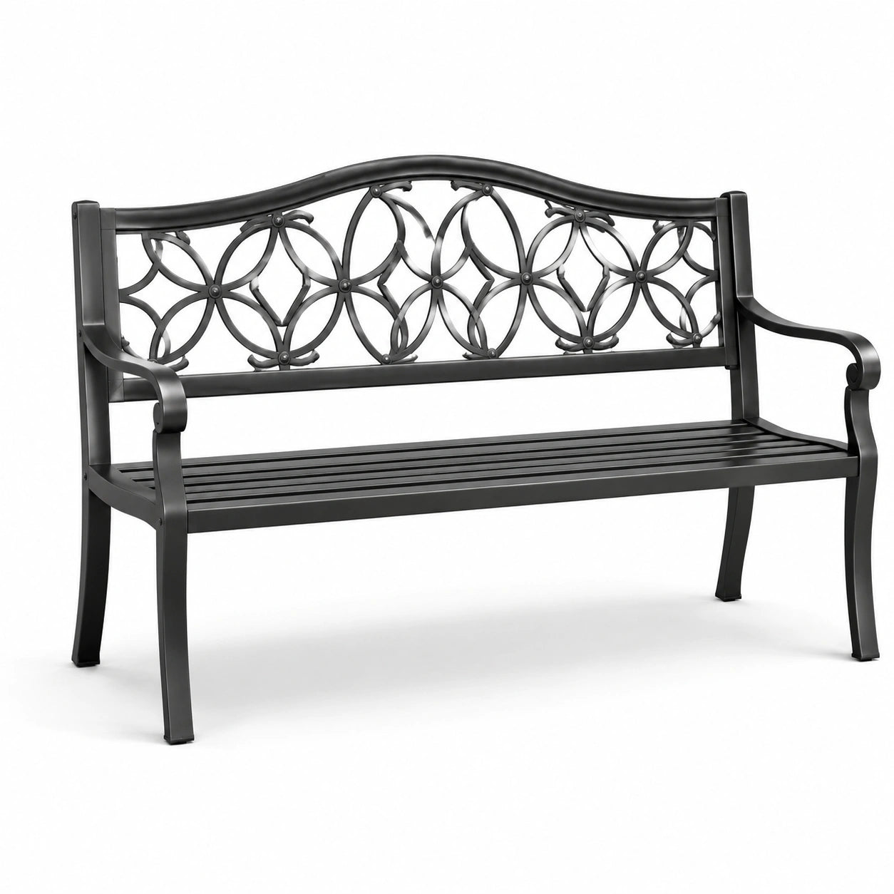 Metall-Gartenbank mit dekorativem Muster Schwarz 120 cm