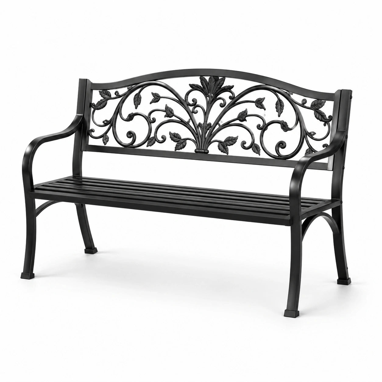 Metallgartenbank, schwarz, 128cm