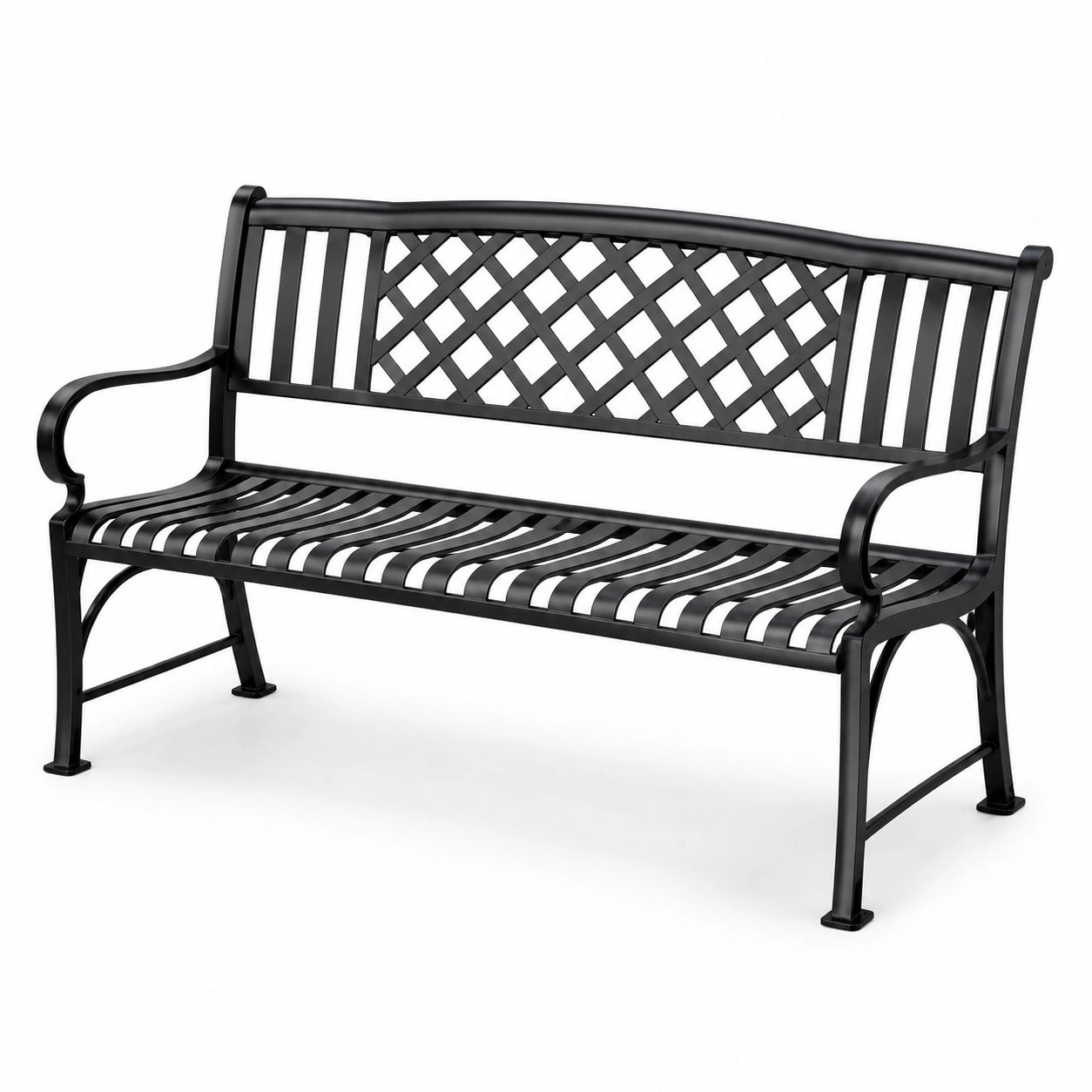 Gusseisen Gartenbank 3-Sitzer Schwarz 128 cm