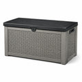 Gartenbox Polyrattan Kunststoff 300L Grau/Schwarz