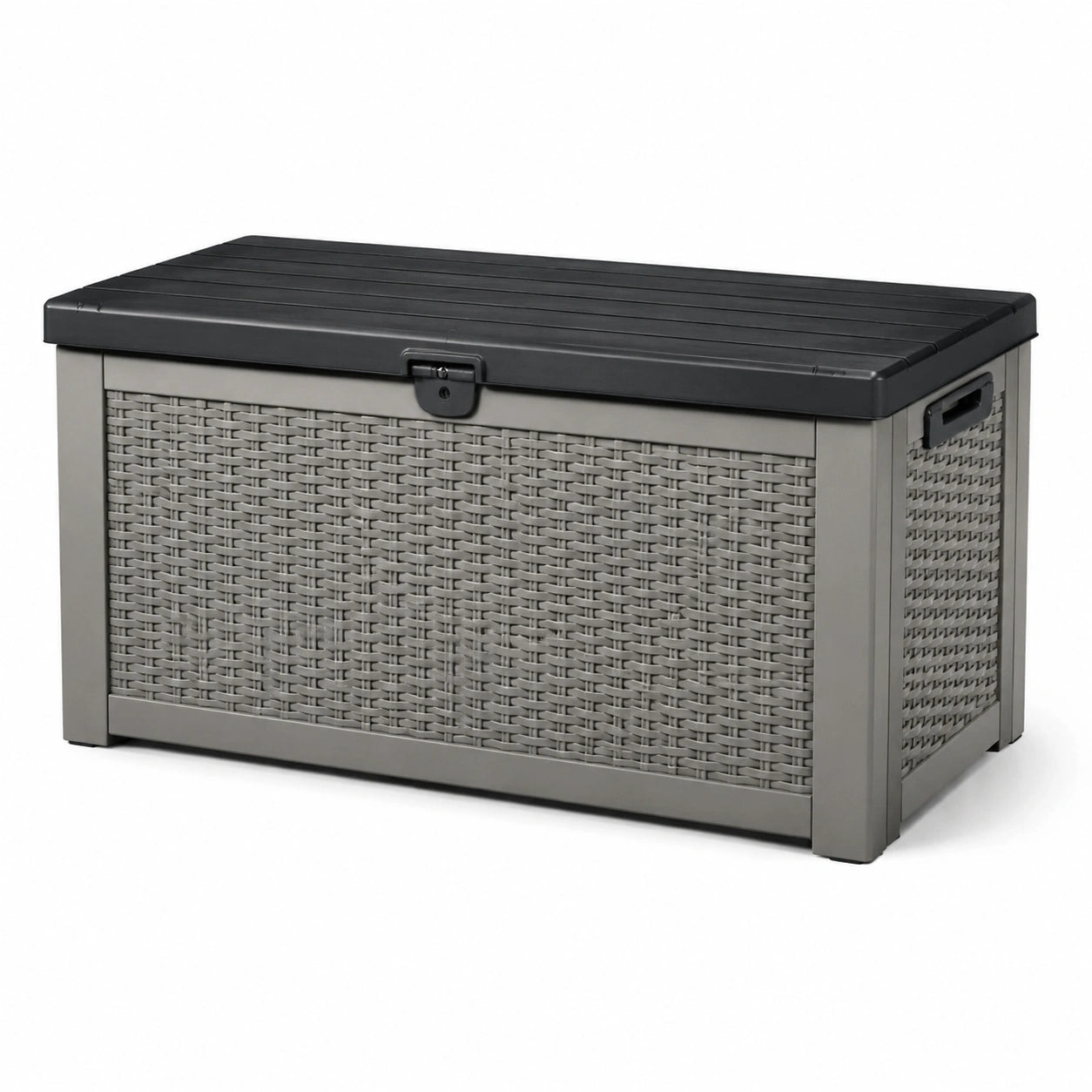 Gartenbox Polyrattan Kunststoff 300L Grau/Schwarz