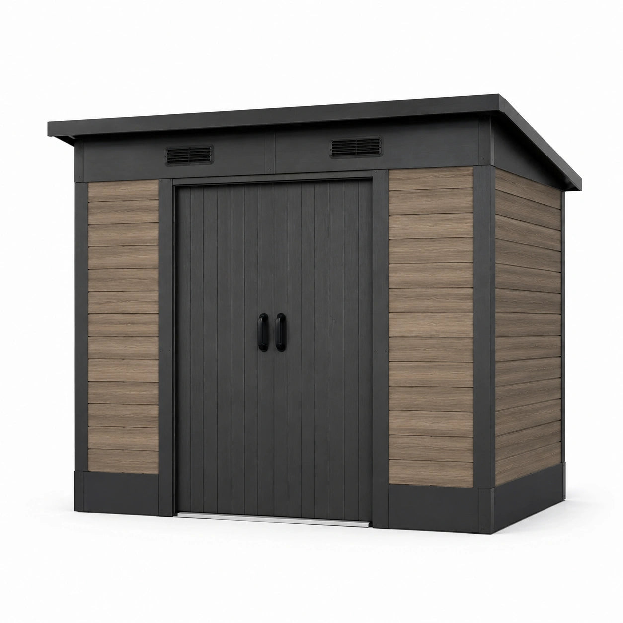 Gartenhaus aus Polyethylen und Holzverbund 200x150x210cm Grau/Holzoptik