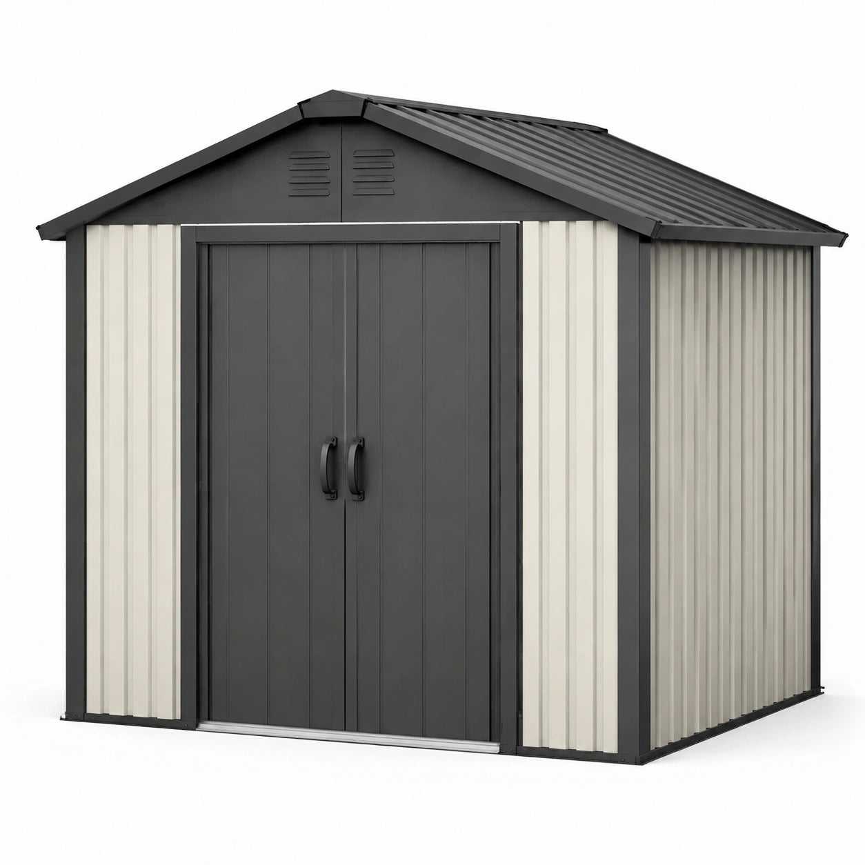 Gartenhaus aus verzinktem Stahlblech 213x127x185 cm Anthrazit/Beige