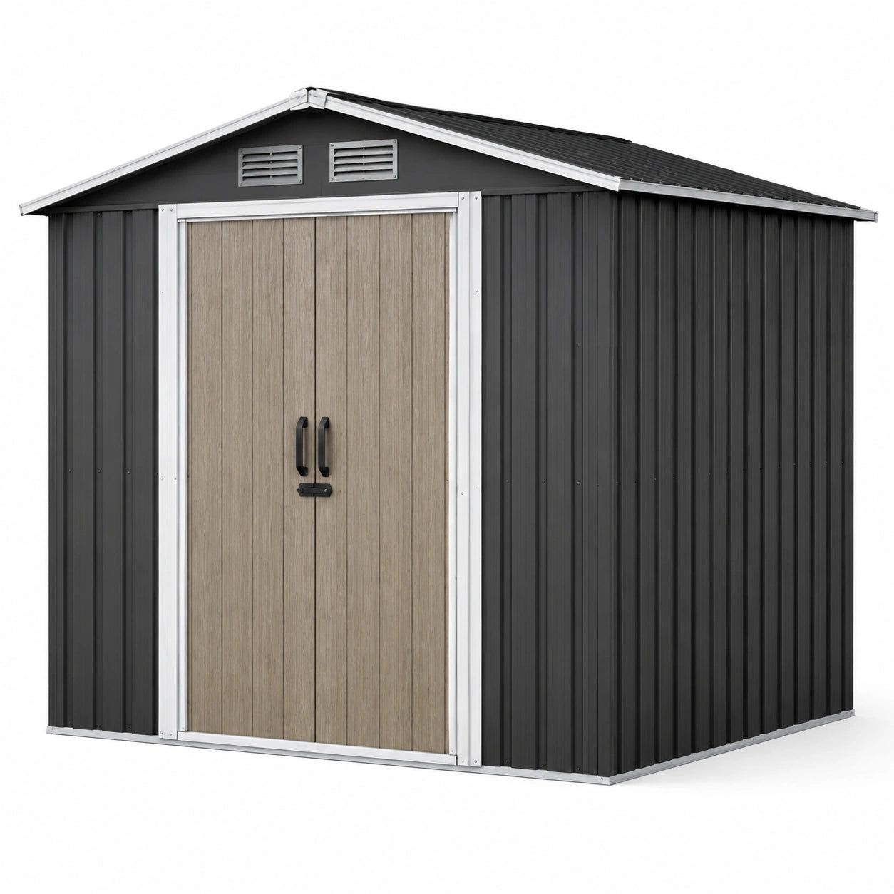 Metall Gartenhaus mit Holzoptik-Tür 213x127x185 cm Anthrazit