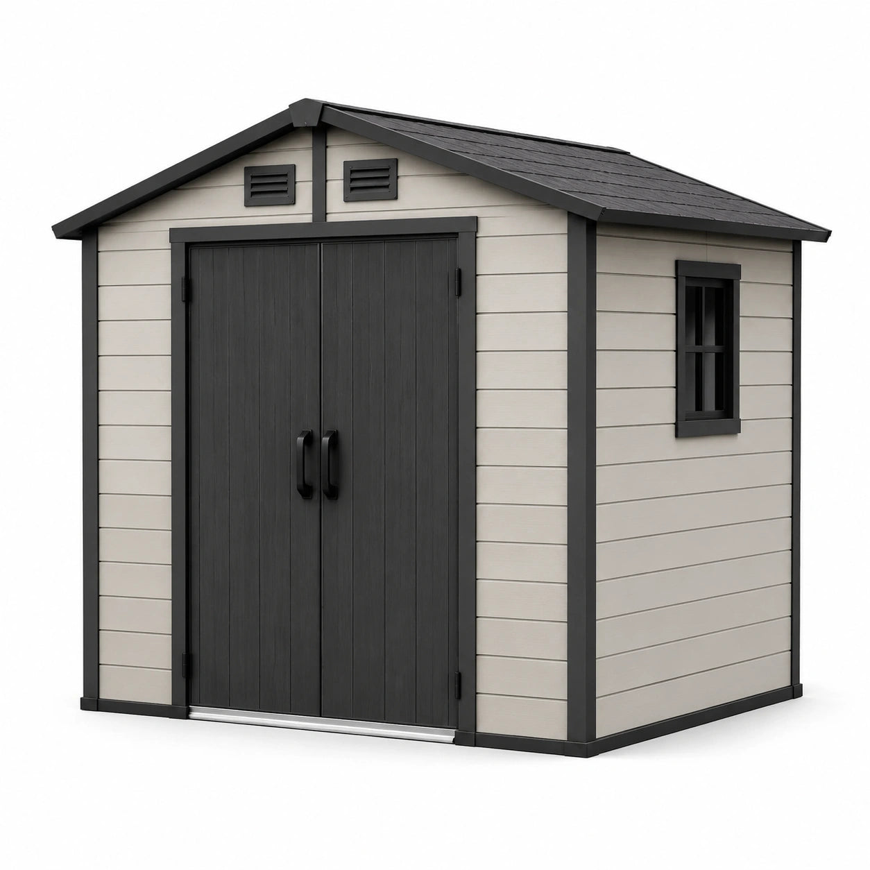 Gartenhaus aus Polyethylen 185 x 152 x 226 cm Grau/Schwarz