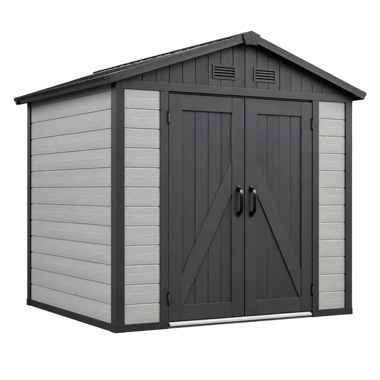 Kunststoff Gartenhaus 255x205x226 cm Grau/Beige