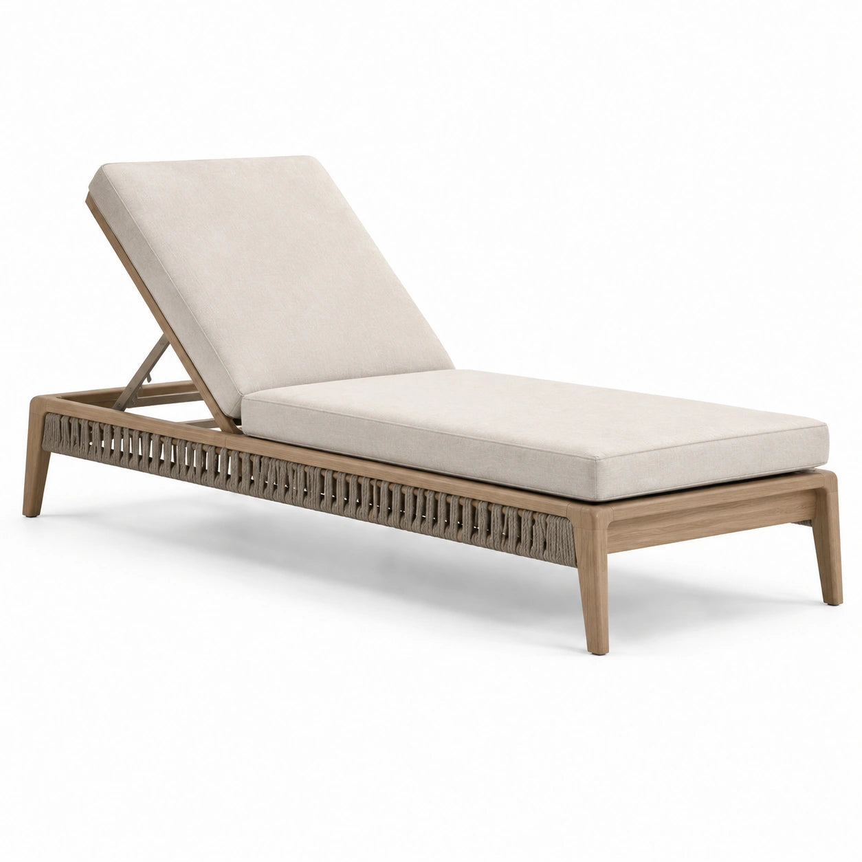Gartenliege aus Teakholz mit verstellbarer Rückenlehne Beige