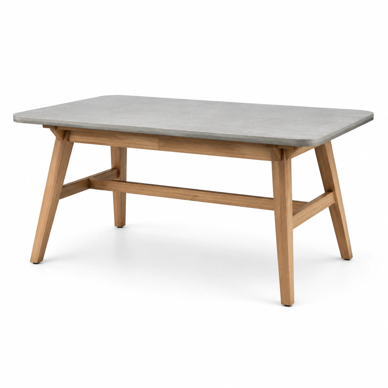 Rechteckiger Gartentisch aus Beton und Teakholz 160 cm Grau/Natur