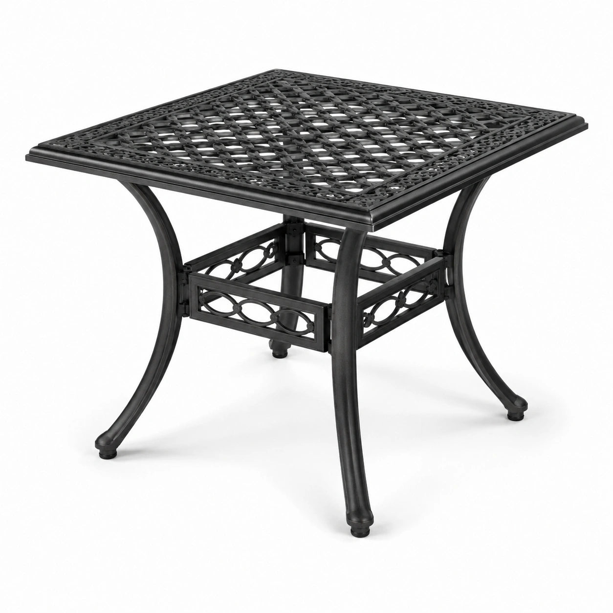 Quadratischer Metall-Gartentisch 80x80cm Schwarz